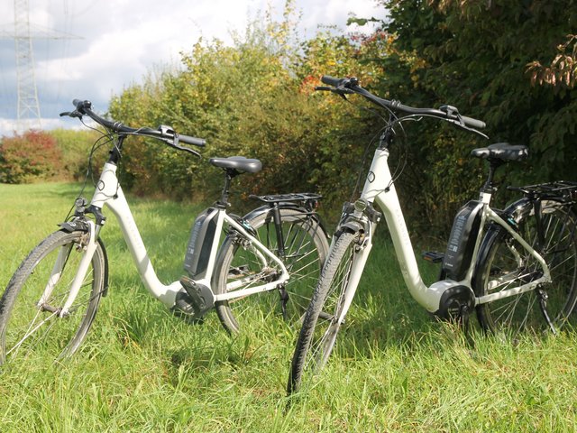 Zwei E-Bikes im Grünen